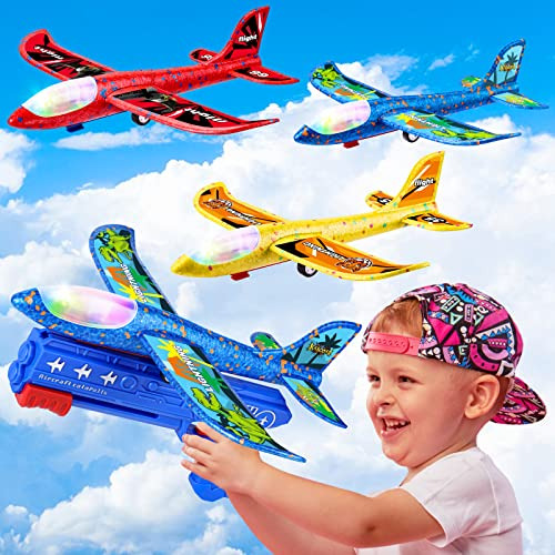 3 Pack Airplane Launcher Toys - Led Foam Airplane Glide...