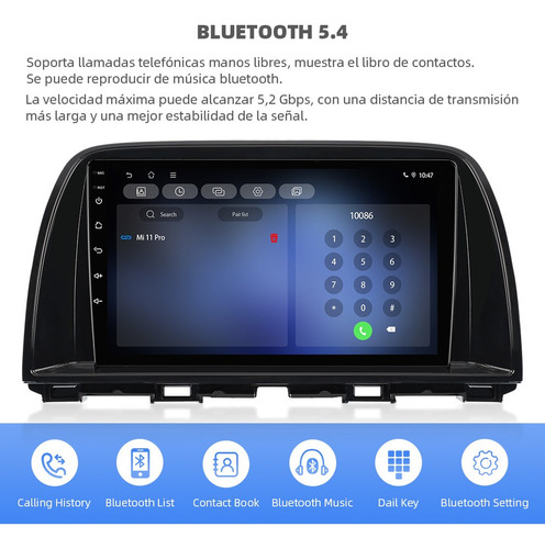 C-j Estéreo 4+64g Carplay Para Mazda Cx5 2013-2017 4k Wifi6