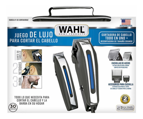 Wahl Deluxe Combo Estuche Kit Cortapelo Y Terminadora 30 Pza Color Negro