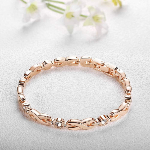 Reloj De Pulsera Analógico Para Mujer Con Bangle Rosa Oro