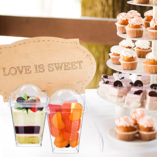5 Oz Clear Plastic Dessert Cups With Lids And Tasting S...