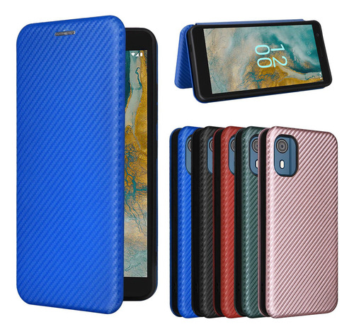 Funda Tipo Cartera De Fibra De Carbono For Teléfono Nokia