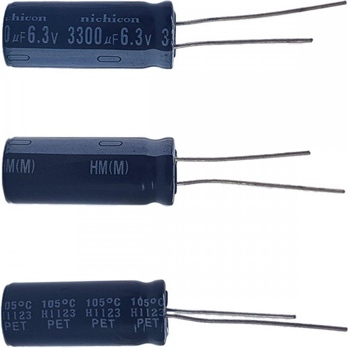 Kit 10 Capacitor Eletrolítico Nichicon 3300uf - Uhw0j332mpd