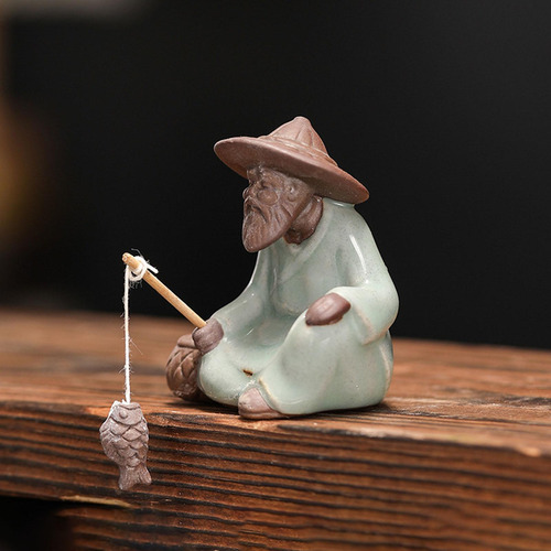 Figura En Miniatura De Pescador, Decoración De