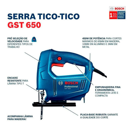Imagem 4 de 6 de Serra Tico Tico 450w Profissional Gst650 127v Bosch