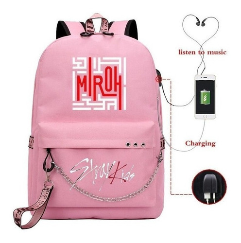Mochila Escolar Stray Kids Cable Usb Mochila Estilo Kpop Muj Color 810-ff-11-17-12 Diseño De La Tela 810-ff-11-17-12/810-ff-11-17- 10/810-ff-11-17- 10