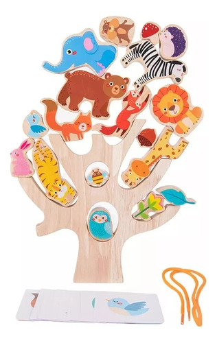 Árbol De Animales Equilibrio Enhebrador Juguete Didáctico.