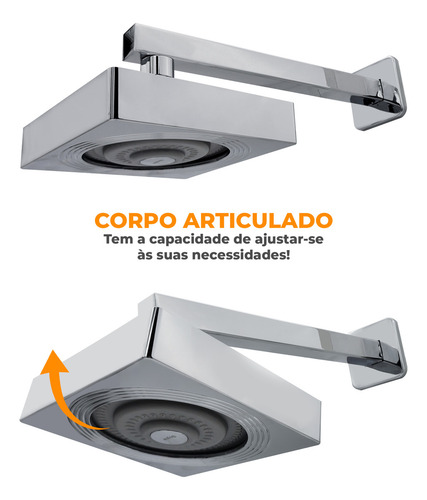 Chuveiro Ducha Auto Limpante Gás E Solar Quadrado Cromado Acabamento Cromado Fosco