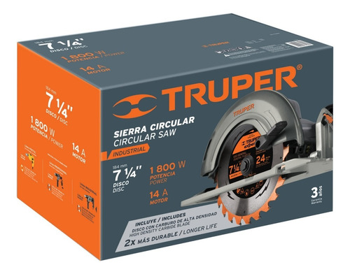 Sierra Circular 7-1/4', Industrial, 1800 W Truper 11779