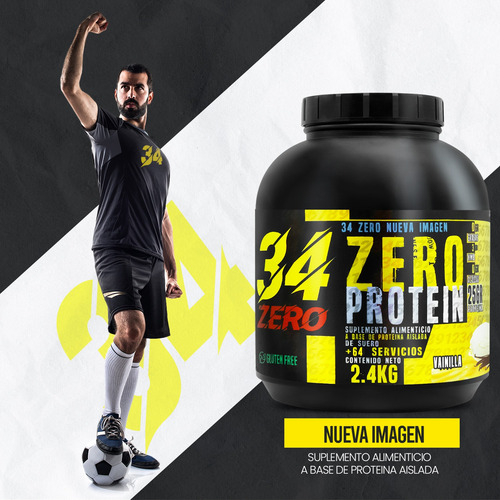 Suplemento En Polvo Proteína 34 Zero 2.4kg 80 Servicios Vainilla