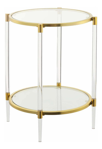 Mesa Auxiliar Cristal Acrilico Color Transparente Dorado