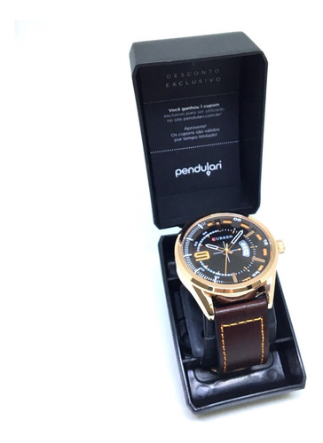 Imagem 9 de 9 de Relógio Masculino Curren Luxo Dourado Pulseira Couro Marrom