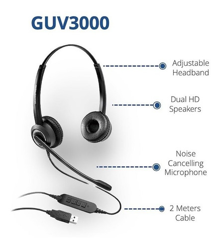 Imagen 4 de 7 de Auriculares Headset Guv3000 + Camara Web Guv3100 Grandstream