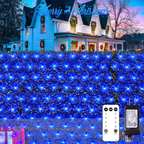 360 Led Blue Net Lights Outdoor, Connectable 12ft X 5ft Chri