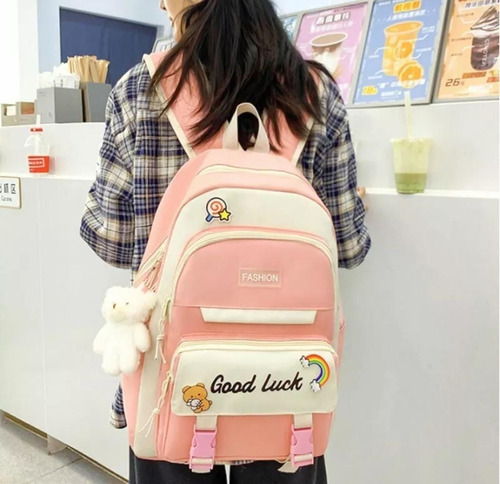 Kit De Mochila Juvenil #510 Incluye 5 Pzs Moda Kawaii