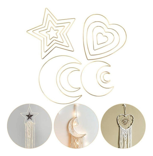 . Atrapasueños Anillos Macramé Metal Aros (luna Estrella