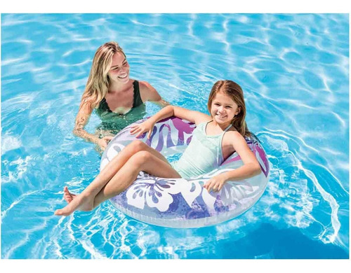 Flotador Inflable De Dona Naranja Flores Niñas Intex 59251 Morado