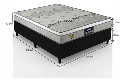 Cama Box De Casal Gazin Stone Sommier D33 Cinza Preto | MercadoLivre
