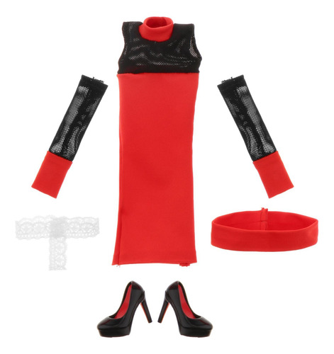 1/6 Femenino Rojo Vestido Corto Conjunto Para 12 Pulgadas Ph