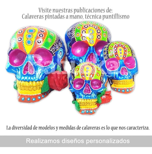 Calavera Mexicana Pintada A Mano Catrina Calaca Diamante 844
