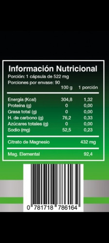 Imagen 2 de 2 de Pack 2 Citrato De Magnesio Puro Para 6 Meses, Envío Gratis