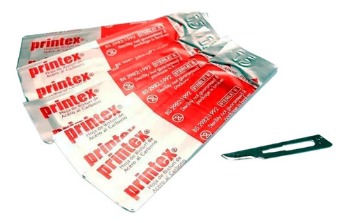 Hojas De Bisturí N°15 Printex 100 Un. + Mango De Bisturi N°3