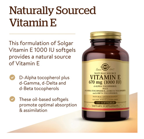Solgar Vitamina E 1000 Ui 100 Cápsulas Blandas
