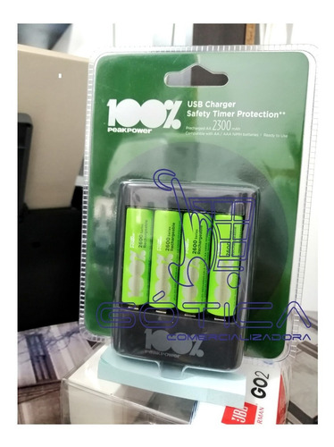 Baterías Ecológicas 100%peakpower Aa 2300 Mah X 4 + Cargador