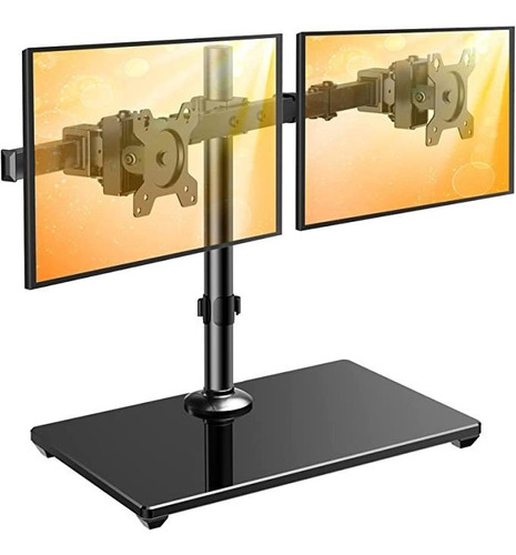 Ergear Soporte De Monitor Doble Con Base De Vidrio,