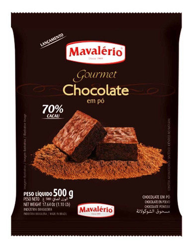 Chocolate Em Pó Gourmet 70% Cacau Em Pó 500g - Mavalerio