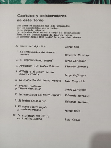 El Teatro Del Siglo Xx: Romano, Rest, Gregorich, Ordaz (Usado)