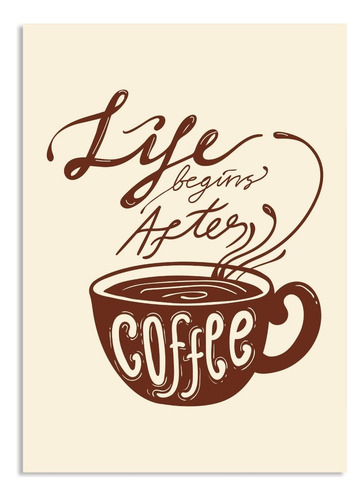 Tabla de cocina Frase After Coffee Coffee, MDF, 30 x 40 cm, color crema, marco