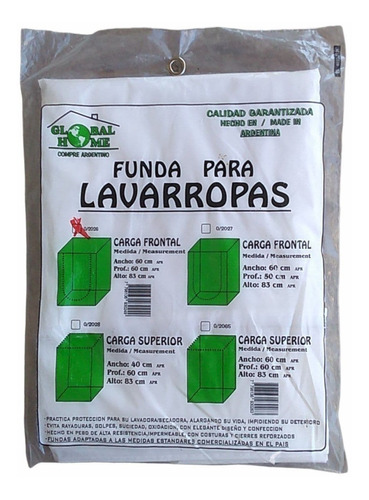 Funda  Lavarropas Carga Frontal + Taper Alimentos X 6