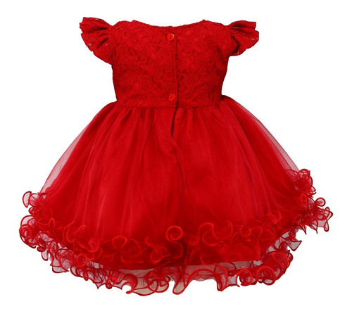 Imagem 4 de 5 de Vestido Infantil Festa Tam: Pmg Vermelho Com Renda Katitus