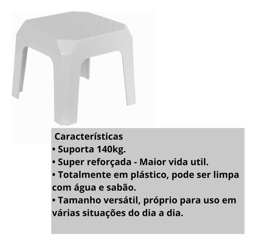 Banqueta Plástica Reforçada Branca 33,5x33,5x28cm Bf4 Astra