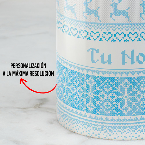 Taza Ugly Sweater Azul Navideño Con Tu Nombre