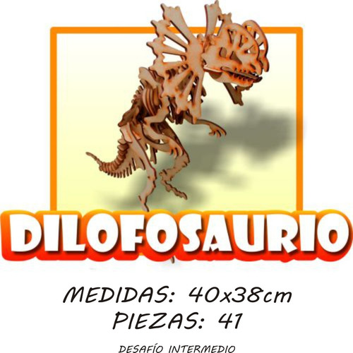 Maqueta Encastrable Dilofosaurio 35 Cm. - Imaginarte Láser