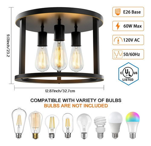 Lámpara De Techo Semiempotrada De 3 Luces, Lámpara De Pasill