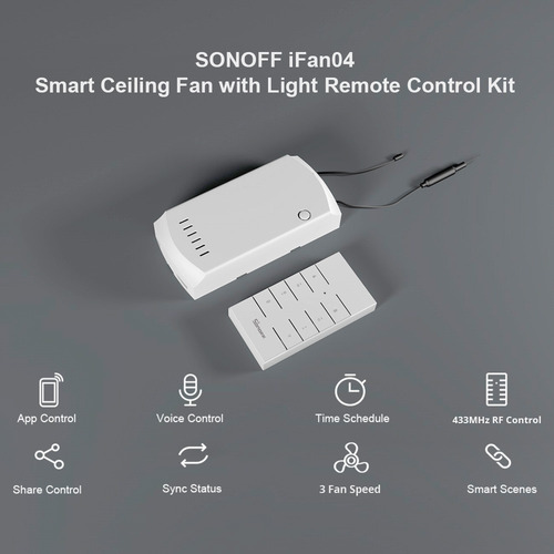 Imagen 7 de 10 de Sonoff Ifan04 - Control Smart De Ventiladores De Techo C/luz