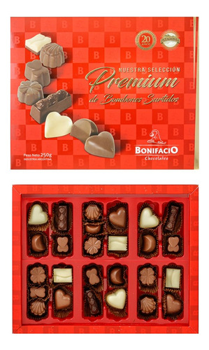 Bombones De Chocolate Premium Bonifacio Bariloche X250gr 