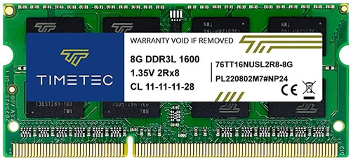 Memoria De 8gb Ddr3 1600mhz De Bajo Voltaje Para Portátiles