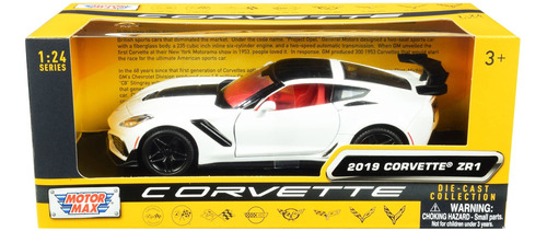 Motormax Toy Chevy Corvette C7 Zr1 2019 Blanco Y Negro Con H