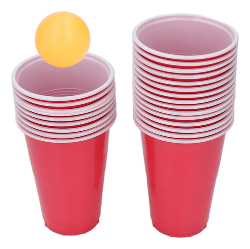 Kit De Jogo Beer Pong, 24 Peças De Plástico Pp, Copos Descar