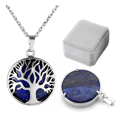 Collar Lapislázuli Arbol De La Vida Raices Cadena Plata 925