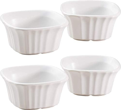 Corningware French White 7-oz Square Ramekin, Juego De 4