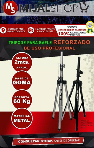 Tripode Para Bafle Gbr Negro Plateado Reforzado Garantia