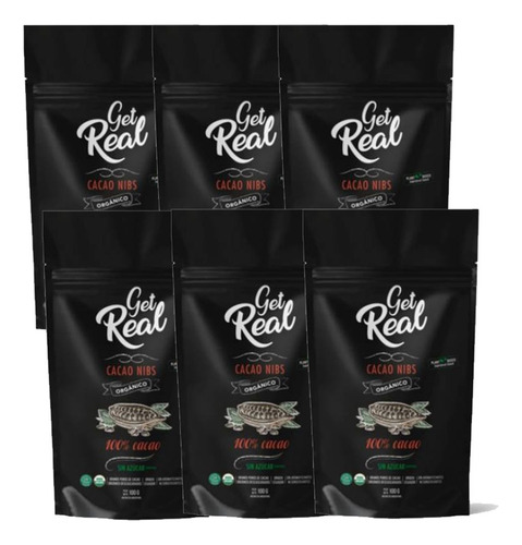 Nibs De Cacao 100% Organico Gelt Real Pack 6 X 100 X Grs