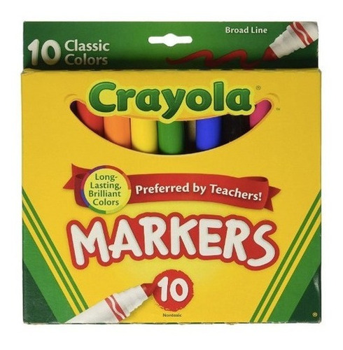 10 Plumones Crayola Original Colores Vividos.