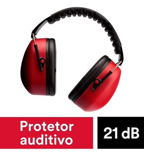 Protetor Abafador De Ruidos Tipo Concha 3m Muffler - 20 Db Vermelho
