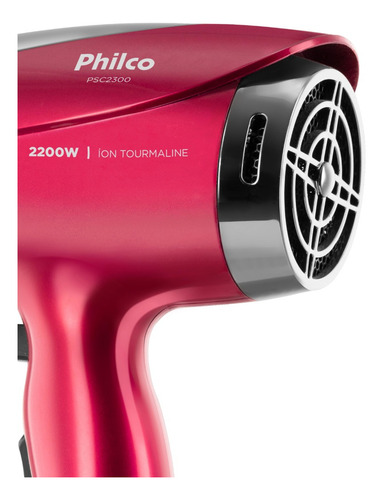 Secador De Cabelos Psc2300 Motor Dc 2200w Philco Bivolt Vermelho